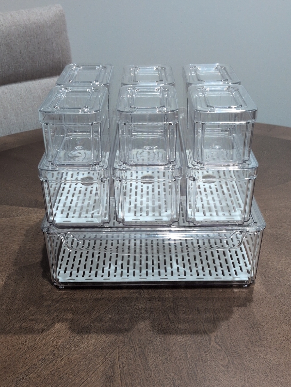 Clear Stackable Kitchen Storage Organizer - Transparent Pantry Bins